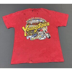 Rare Vintage 90s Harley Davidson Youngstown Ohio Single Stitch USA Made Thrashed
